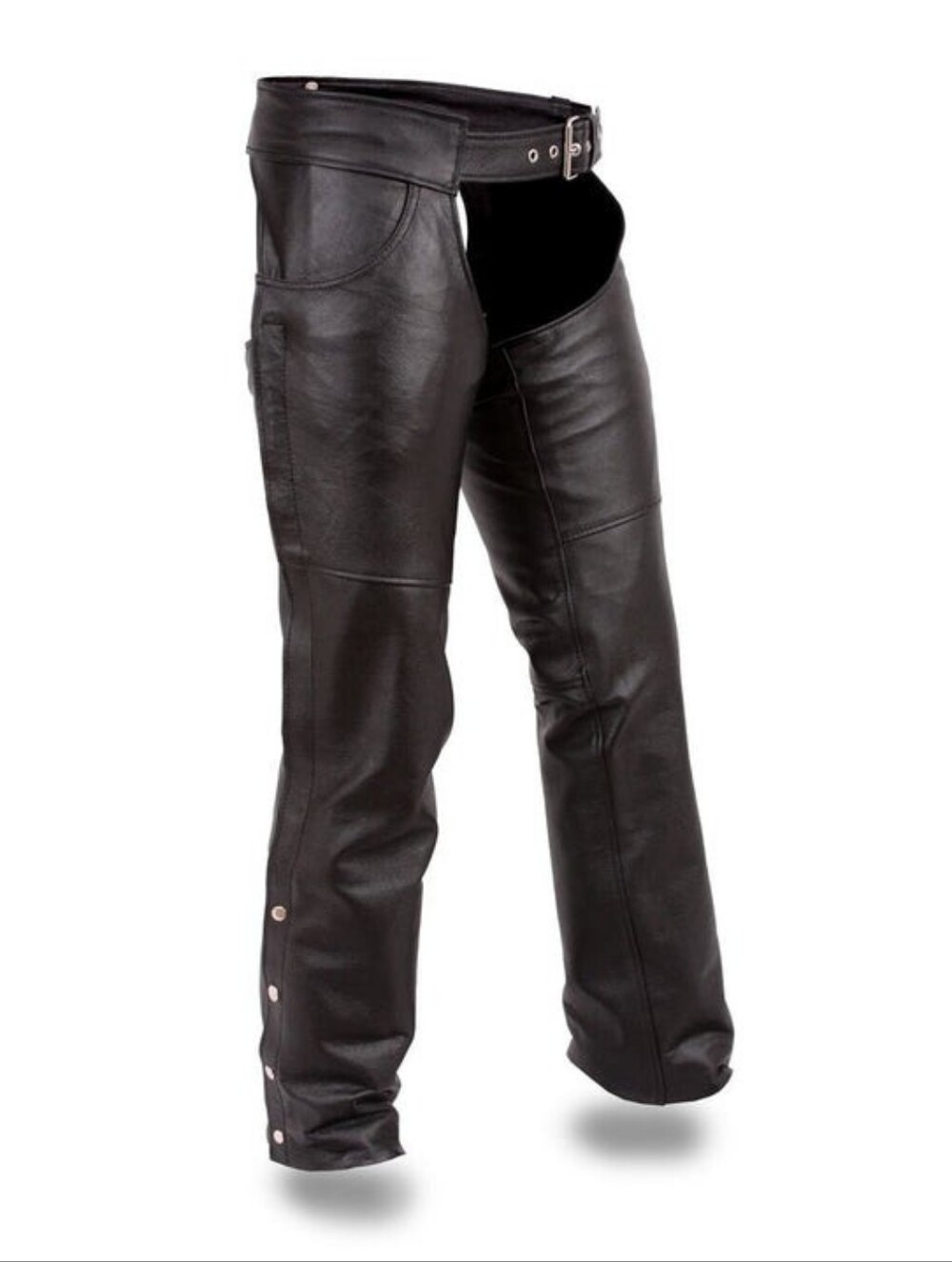 First Manufacturing Co. Black Leather Chaps 2X